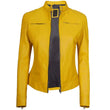 Women's Dodge Biker Yellow Leather Jacket