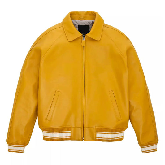 Yellow Bomber Leather Jacket