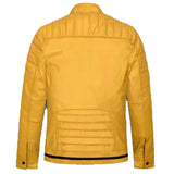 Yellow Leather Slim Fit Zipper Jacket