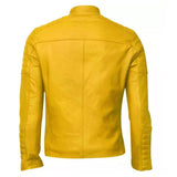 Yellow Slim Fit Leather Jacket