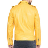 Yellow Slim Fit Real Leather Jacket