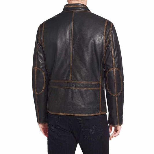 Men Slim Fit Bomber Vintage Leather Jacket