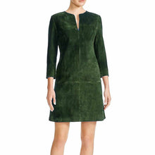 Load image into Gallery viewer, Women Nubuck Leather Mini Party Dress Green
