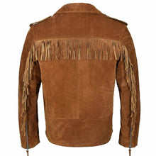 Load image into Gallery viewer, Native American Brown Suede Leather Biker Fringes Jacket - Jacket Hunt
