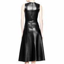 Load image into Gallery viewer, Women Black Long Leather Party Dress Coat
