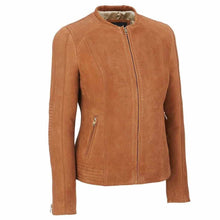 Load image into Gallery viewer, Brown Suede Leather Slim Fit Fashion Jacket Women
