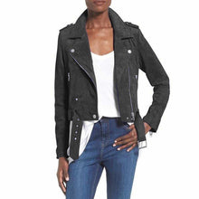 Load image into Gallery viewer, Nubuck Leather Women Slim Fit Biker Jackets - Jacket Hunt
