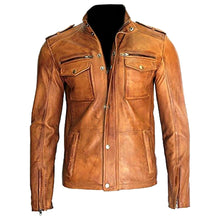 Load image into Gallery viewer, American Vintage Brown Fashion Leather Jacket - 
