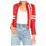 Womens Short Body Red Leather Fashion Jacket | Jacket Hunt