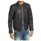 Vintage Black Bomber Fashion Leather Jacket - 
