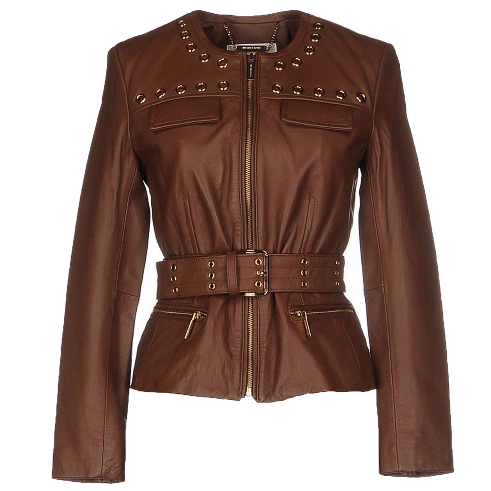 WOMEN GENUINE LEATHER BIKER JACKET - 