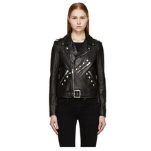 Load image into Gallery viewer, WOMEN MILITARY STYLE SLIM FIT LEATHER JACKET - 

