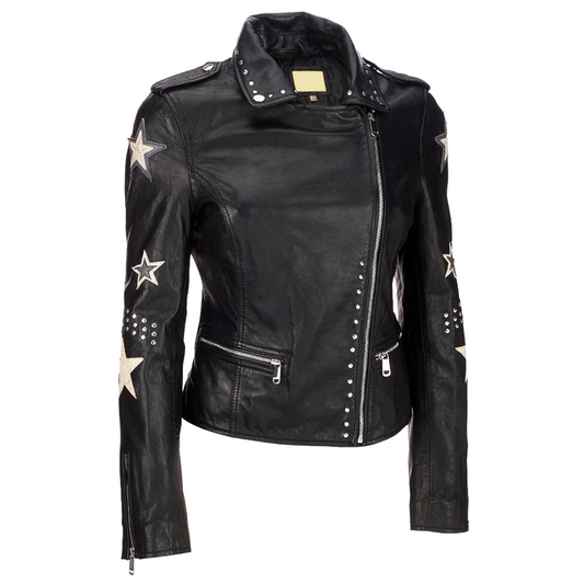 Women Party Rock Star Black Fashion Leather Jacket