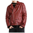 Glossy Red Slim Fit Fashion Leather Jacket - 