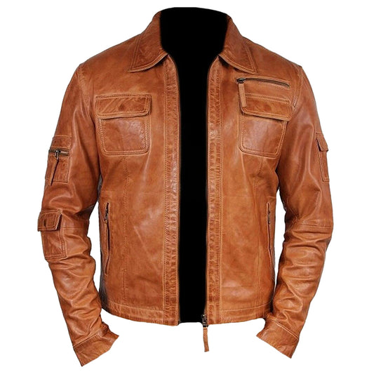 Vintage Brown Men Leather Fashion Jacket Classic Stunning - Jacket Hunt