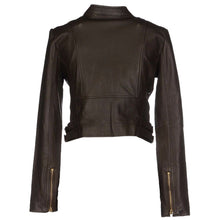 Load image into Gallery viewer, Women Golden Vintage Zipper Biker Leather Jacket - 

