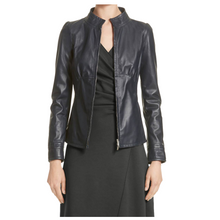 Load image into Gallery viewer, Women Lambskin Fashion Leather Jacket Black - 
