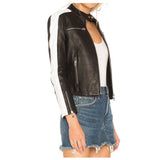 Jackethunt Women Genuine Leather Front Zip Jacket