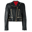 Women Moschino Cropped Biker Leather Jacket - 