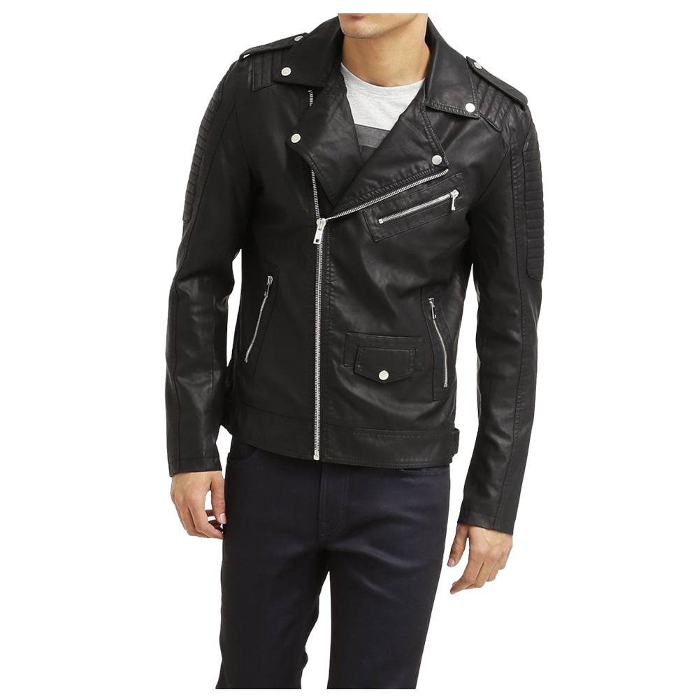Black Motorcycle Leather jacket - 