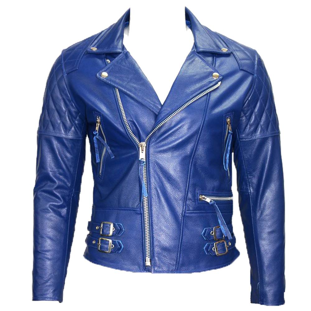 leather jacket blue