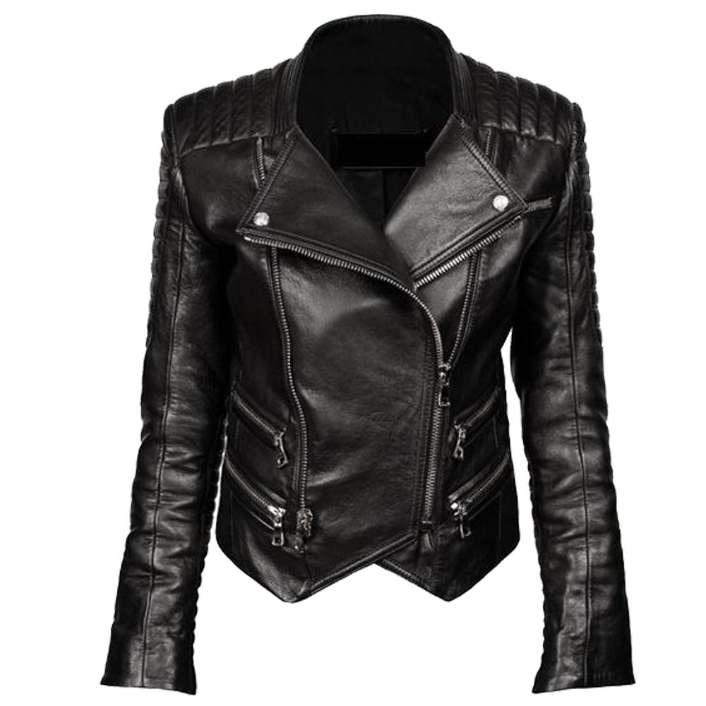 Women Genuine Leather Biker Double Zipper Jacket – Jacket Hunt