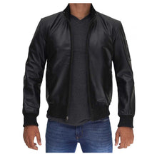 Load image into Gallery viewer, Clark Black Bomber Leather Jacket - High Quality Leather Jackets For Sale | Dream Jackets On Jackethunt
