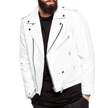 Load image into Gallery viewer, White American Heavy Biker Jacket - High Quality Leather Jackets For Sale | Dream Jackets On Jackethunt
