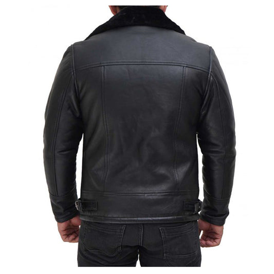 Men Black Shearling Bomber Leather Jacket - High Quality Leather Jackets For Sale | Dream Jackets On Jackethunt