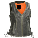Women Gun Pocket Fashion Leather Vest - High Quality Leather Jackets For Sale | Dream Jackets On Jackethunt