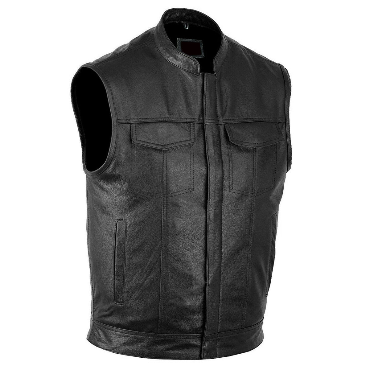 Men Motorcycle Club Leather Vest | Genuine Leather Biker Vest For Sale