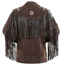 Load image into Gallery viewer, Dark Brown Leather Western Coyboy Jacket

