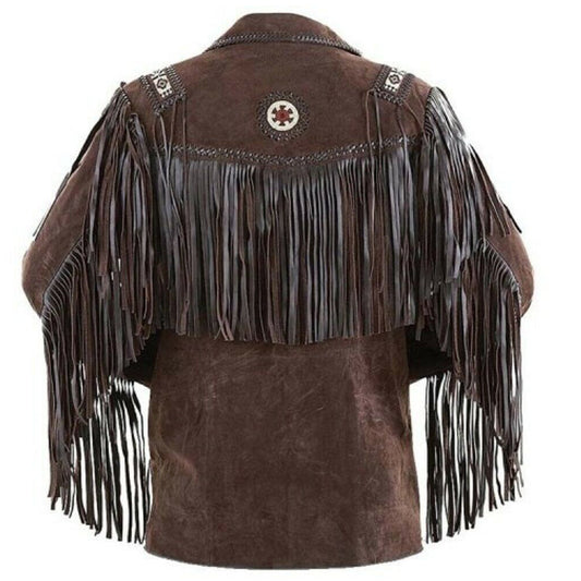 Dark Brown Leather Western Coyboy Jacket