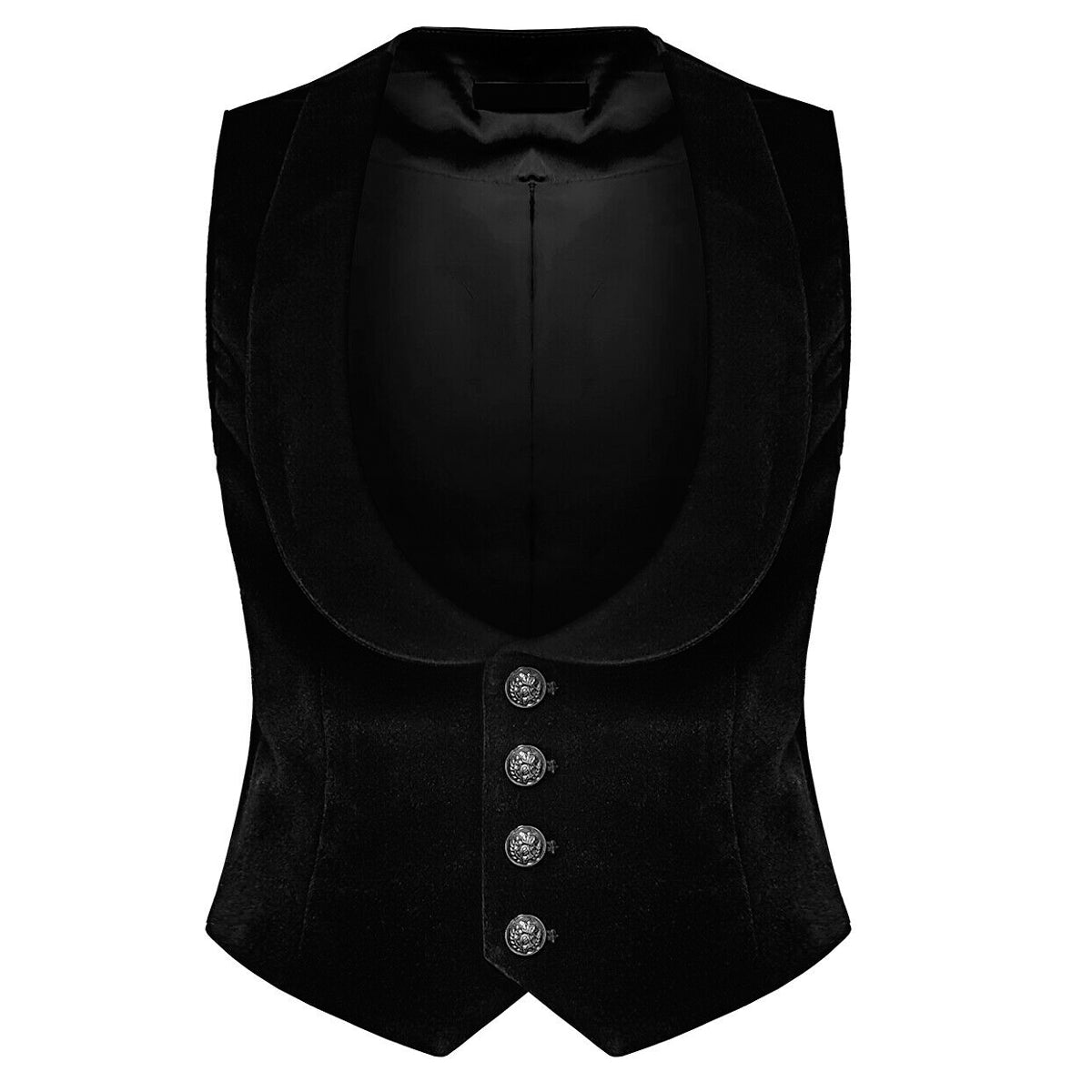 Men Gothic Velvet Vest Steampunk Black Wasit Coat VTG