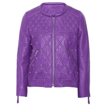 Load image into Gallery viewer, Customized Women Purple Genuine Leather Jacket - High Quality Leather Jackets For Sale | Dream Jackets On Jackethunt
