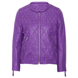 Customized Women Purple Genuine Leather Jacket - High Quality Leather Jackets For Sale | Dream Jackets On Jackethunt