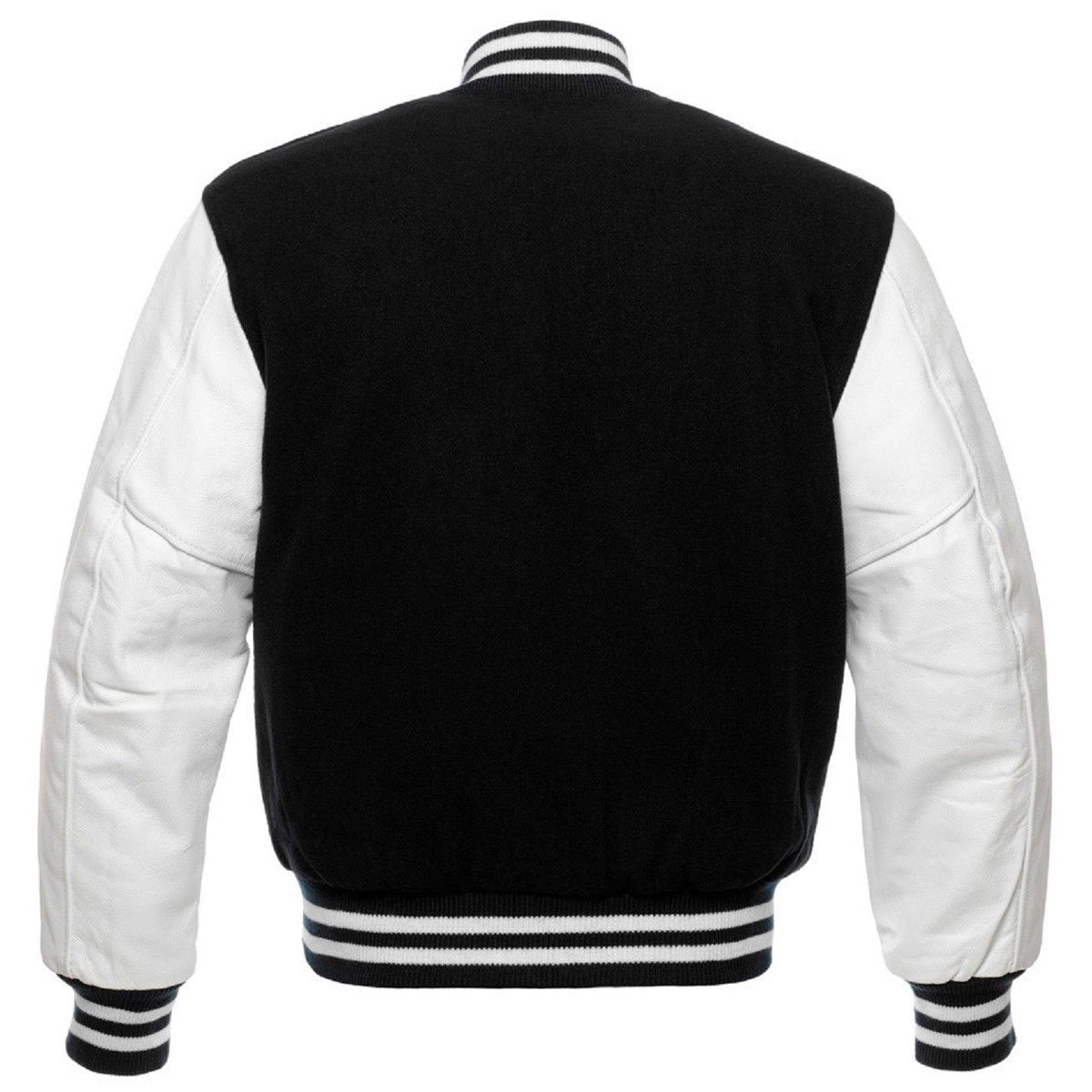 Black and White Wool Real Leather sleeve Varsity Jacket - High Quality Leather Jackets For Sale | Dream Jackets On Jackethunt