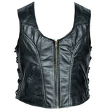 Ladies Motorcycle Leather Vest | Women Short Body Rider Leather Vest