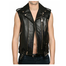 Load image into Gallery viewer, Men Genuine Lambskin Leather Motorcycle Club Vest - High Quality Leather Jackets For Sale
