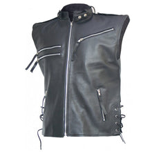Load image into Gallery viewer, Men Vintage Motorcycle Rider Leather Zipper Vest - High Quality Leather Jackets For Sale
