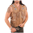 Native American Fringe Leather Waistcoat Western Suede Leather Vest