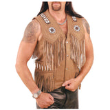 Native American Fringe Leather Waistcoat Western Suede Leather Vest