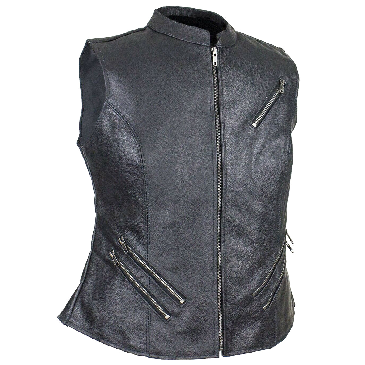 Women Motorcycle zipper Leather Vest Premium Quality  - High Quality Leather Jackets For Sale | Dream Jackets On Jackethunt