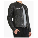 Men Black Elegant Fashion Leather Jacket - 