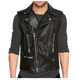 Men Classic Biker Leather Waistcoat | Motorcycle Vest For Sale Jackethunt
