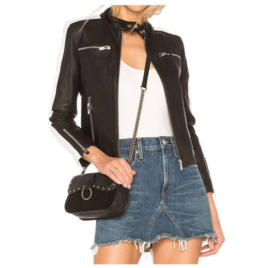 Jackethunt Women Genuine Leather Front Zip Jacket