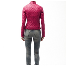 Load image into Gallery viewer, Women Shocking Ping Fashion Biker Leather Jacket
