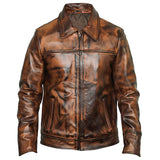 Men Vintage Biker Vax Genuine Leather Jacket