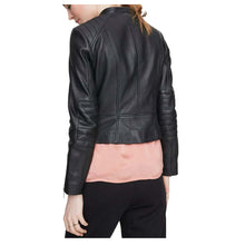 Load image into Gallery viewer, WOMEN CLASSIC MOTO BIKER GENUINE LEATHER JACKET - 
