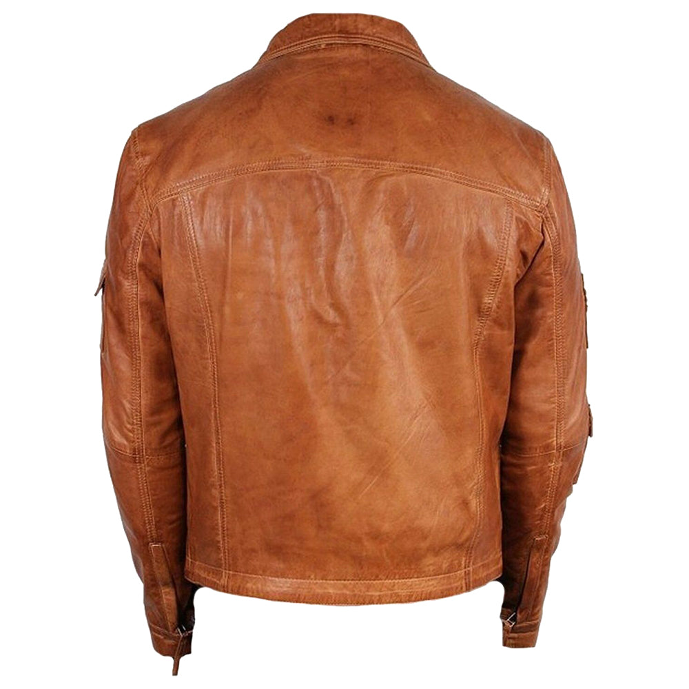 Vintage Brown Men Leather Fashion Jacket Classic Stunning - Jacket Hunt